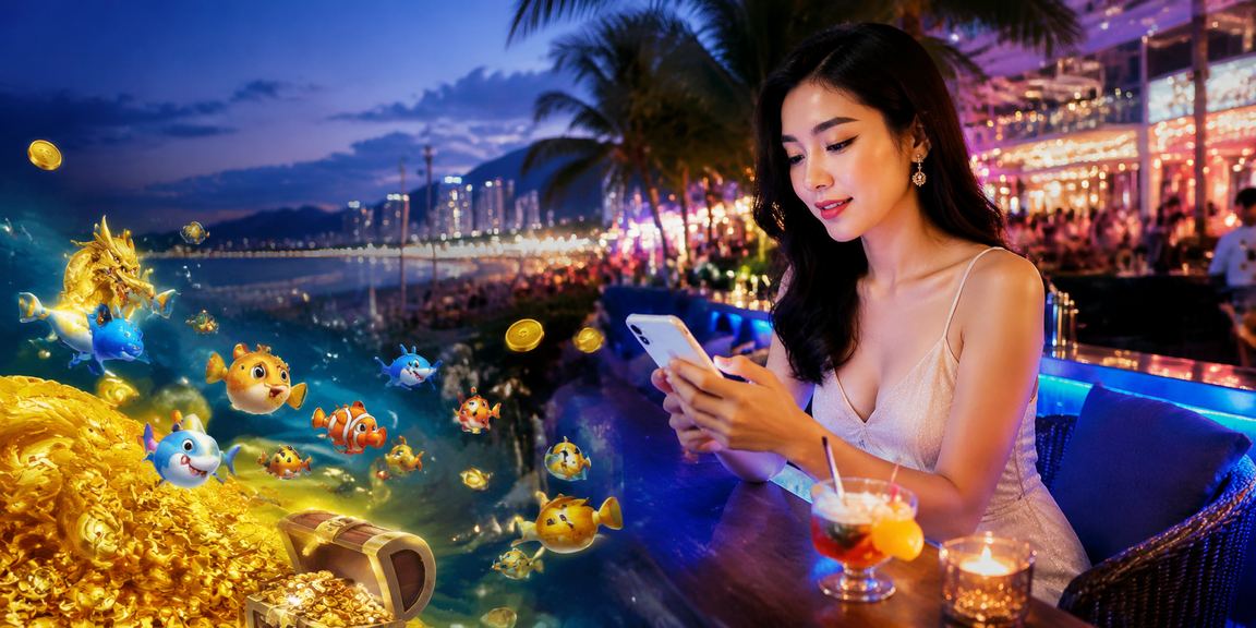 Người dùng thư giãn tại bãi biển Nha Trang với điện thoại – cân bằng giải trí và cuộc sống